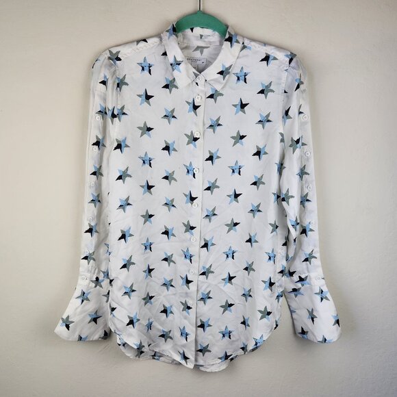 Equipment Femme 100% Silk Star Print Button Up Blouse sz S FLAWED - Picture 1 of 12